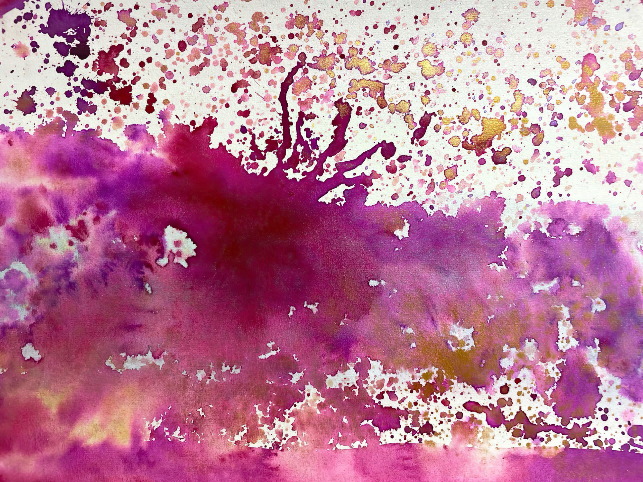 Farbenfrohe Aquarellfarbverl&auml;ufe mit sanften &Uuml;berg&auml;ngen, gestaltet im Workshop im M7 Atelier.