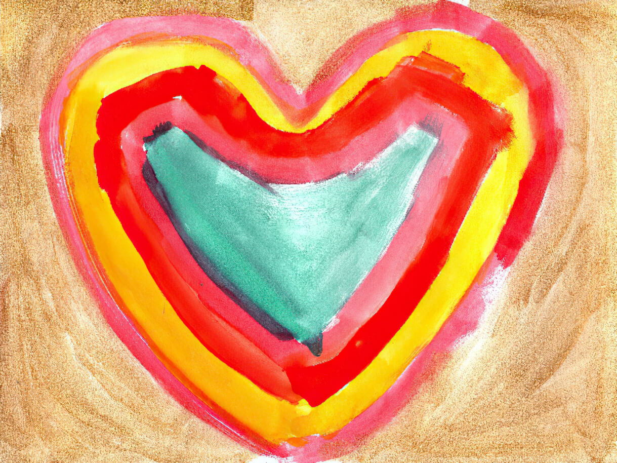 Kreative Auseinandersetzung mit dem Thema Glück im Workshop im M7, gemeinsames Gestalten eines Herzmotivs.