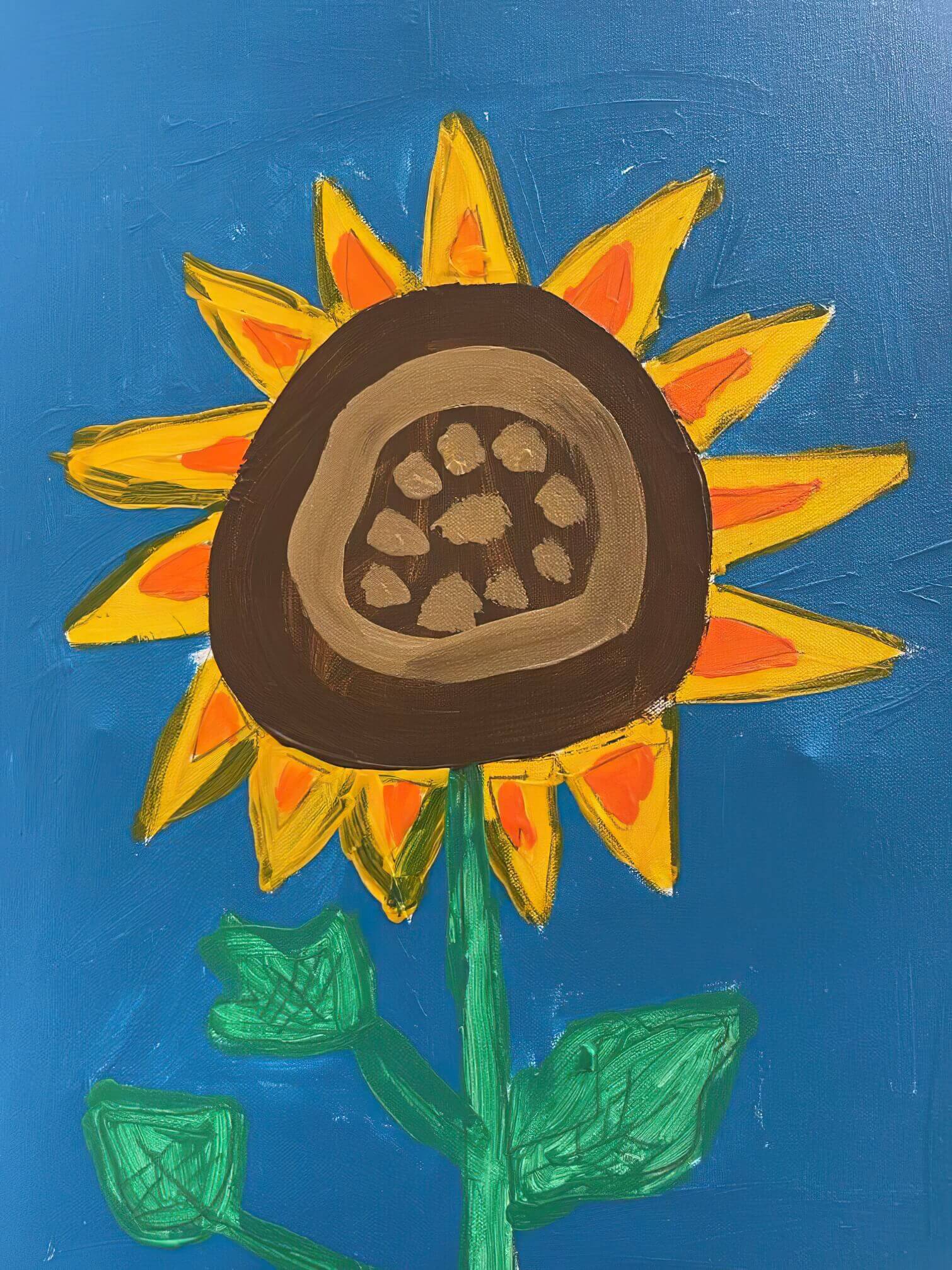 Farbenfrohes Kunstwerk zum Thema Sommerurlaub, gestaltet im Kreativworkshop im M7 Atelier.